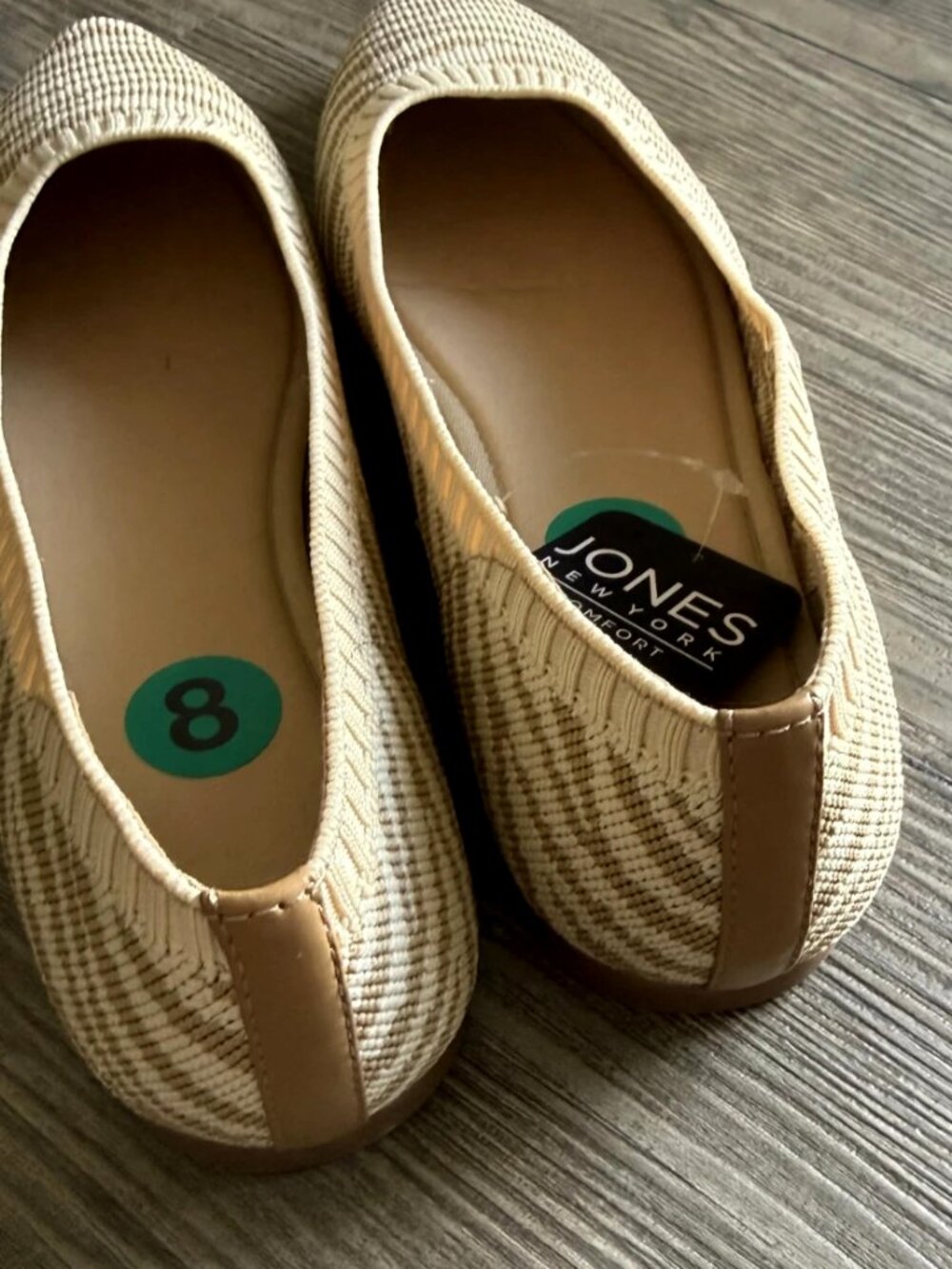 Jones New York Comfort Beige Zebra Print Pointed Toe Knit Flats Shoes 8 NWT - Picture 8 of 12